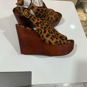 Leopard Print Wedge Sandals